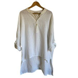 VIOLA BORGHI 2X Linen Lace Trimmed Made in Italy Tunic